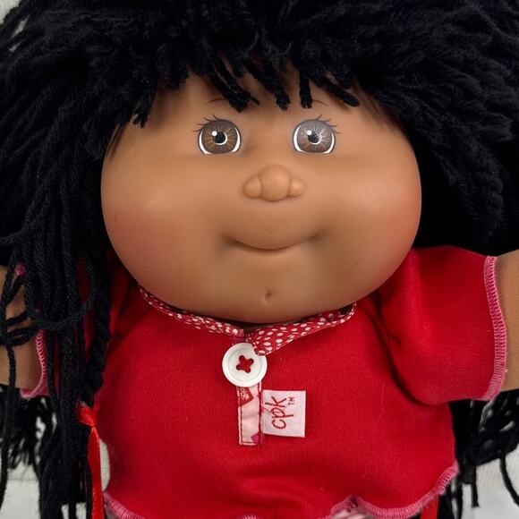 VTG 1988 1st Edition Mattel Cabbage Patch Kid Doll Long Black Hair CPK - Picture 9 of 11